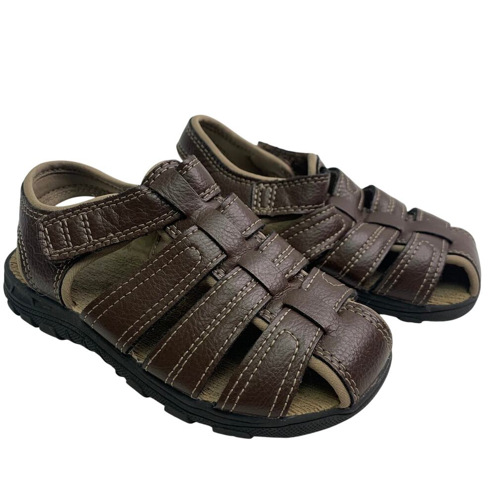 Fisherman Sandals Toddler Boys Sz 9 Closed Toe Faux Leather Zero Drop Shoes
